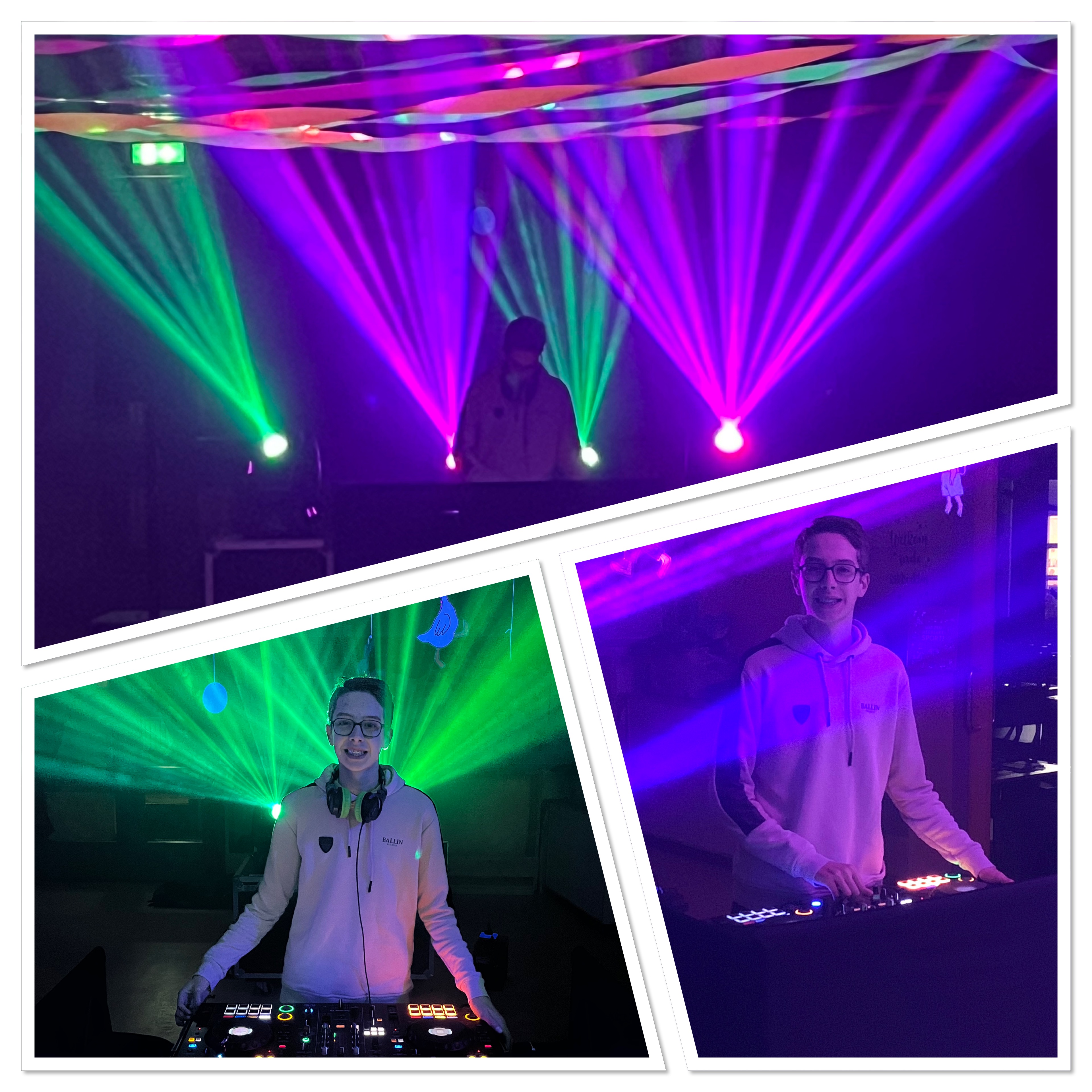 DJ Mastho achter de draaitafel met kleurrijke lichten